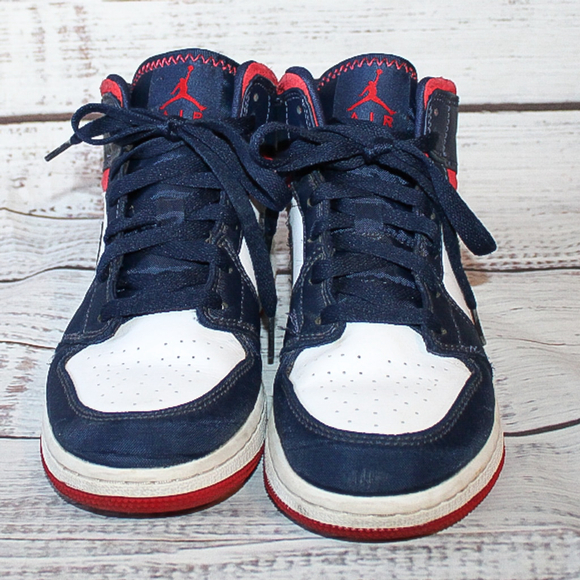 Nike Air Jordan White Navy Blue Red Mid BQ6931-104 Youth 6 - Picture 5 of 8